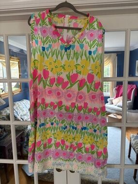Lilly Pulitzer Floral material Midi Dress Size 16-18 made by a dressmaker
